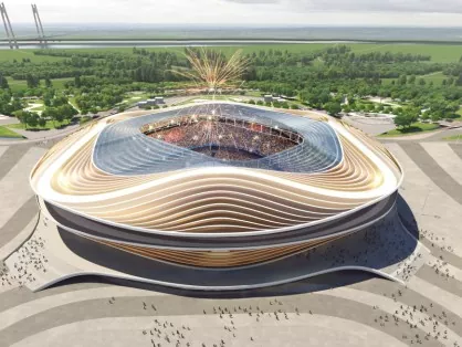 Liela laiduma tērauda konstrukcijas stadionam