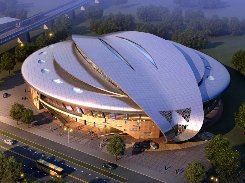 Saliekama stadiona konstrukcija ar tērauda konstrukciju